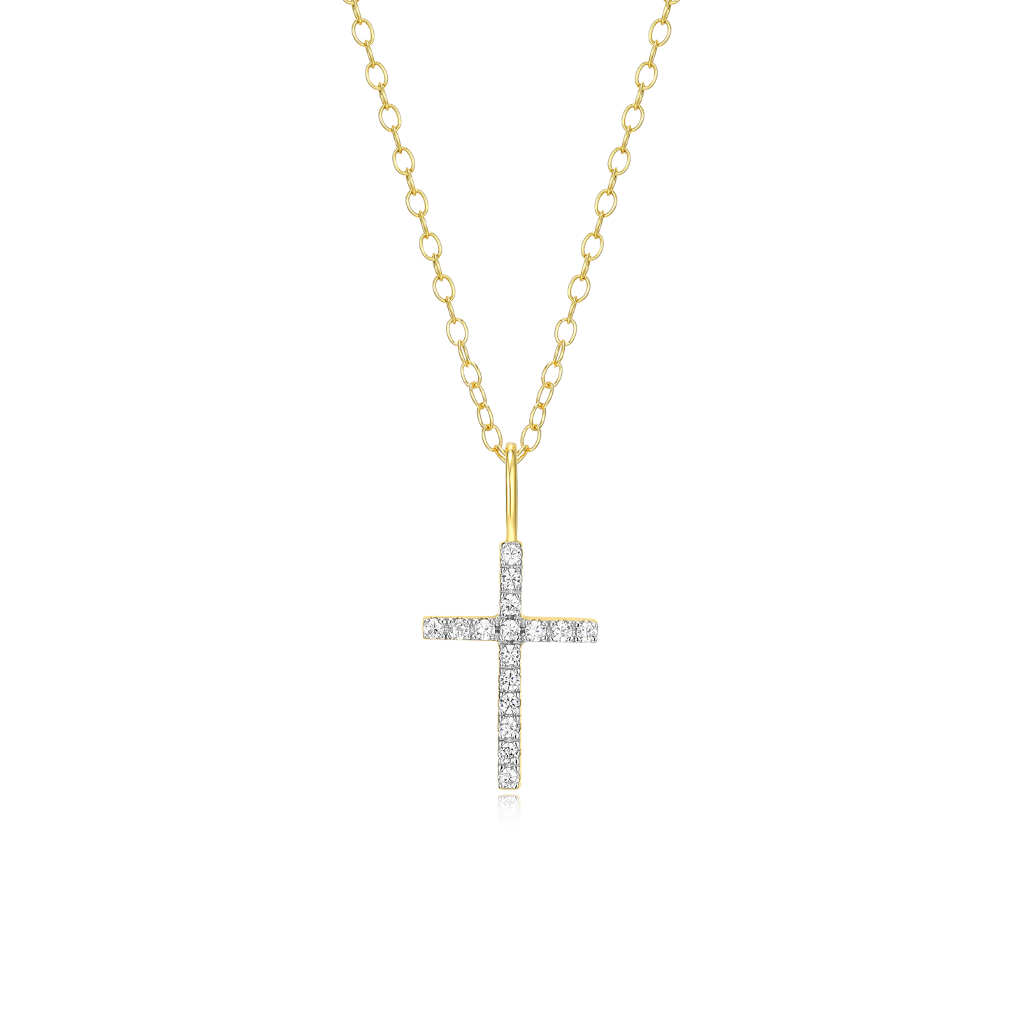 Cross Pendant Necklace in 14k Yellow Gold Plated Sterling Silver