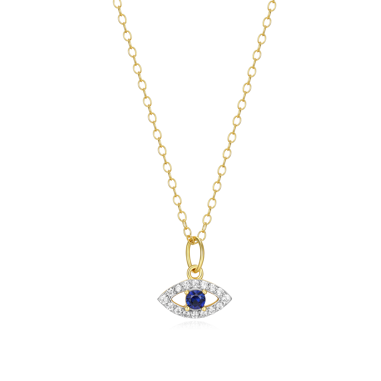 Evil Eye Pendant Necklace in 14k Yellow Gold Plated Sterling Silver