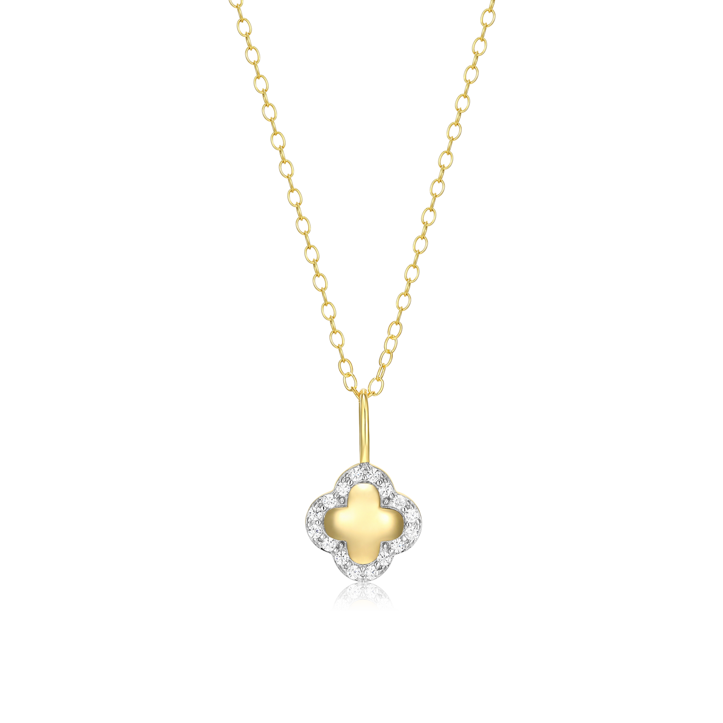 Clover Pendant Necklace in 14k Yellow Gold Plated Sterling Silver