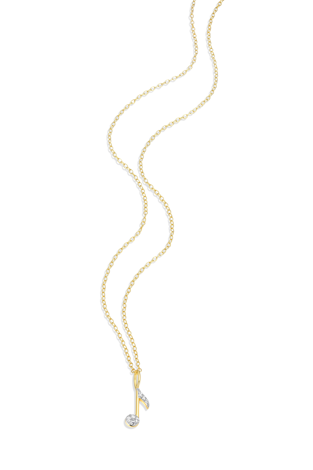 Eighth Note Pendant Necklace in 14k Yellow Gold Plated Sterling Silver