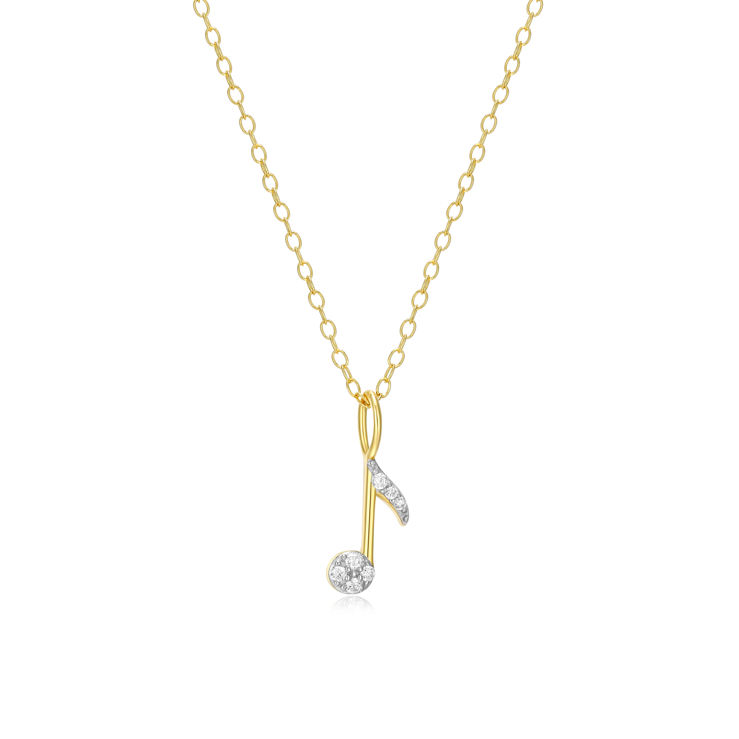 Eighth Note Pendant Necklace in 14k Yellow Gold Plated Sterling Silver