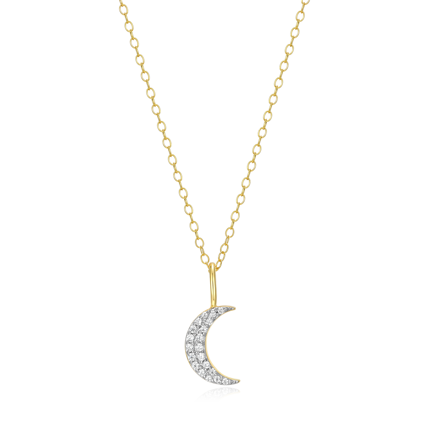 Crescent Pendant Necklace in 14k Yellow Gold Plated Sterling Silver