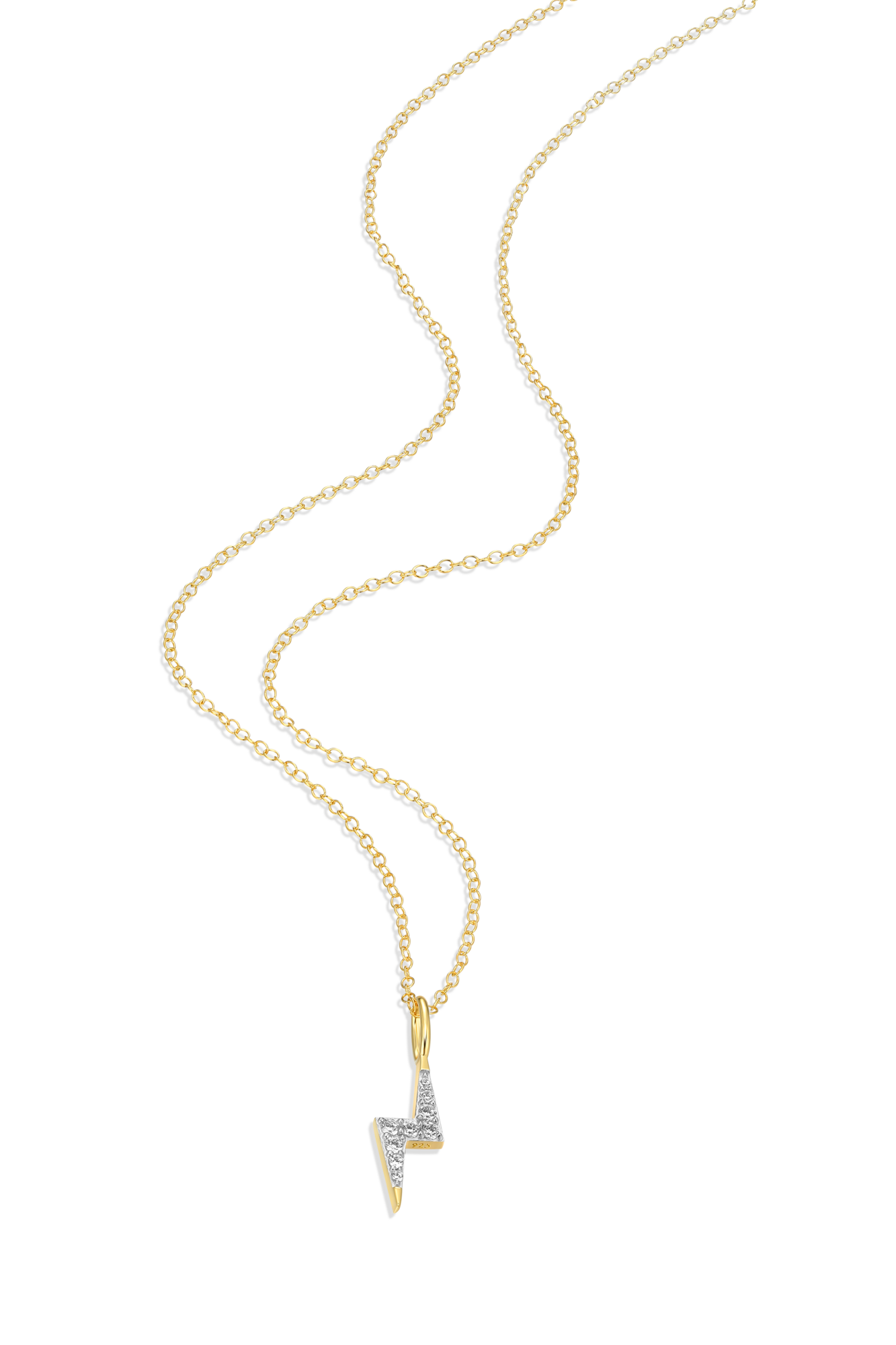 Lighting Pendant Necklace in 14k Yellow Gold Plated Sterling Silver