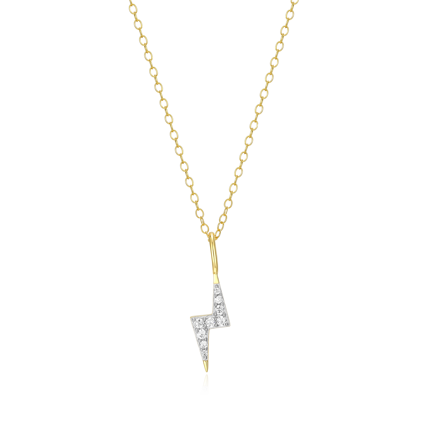 Lighting Pendant Necklace in 14k Yellow Gold Plated Sterling Silver