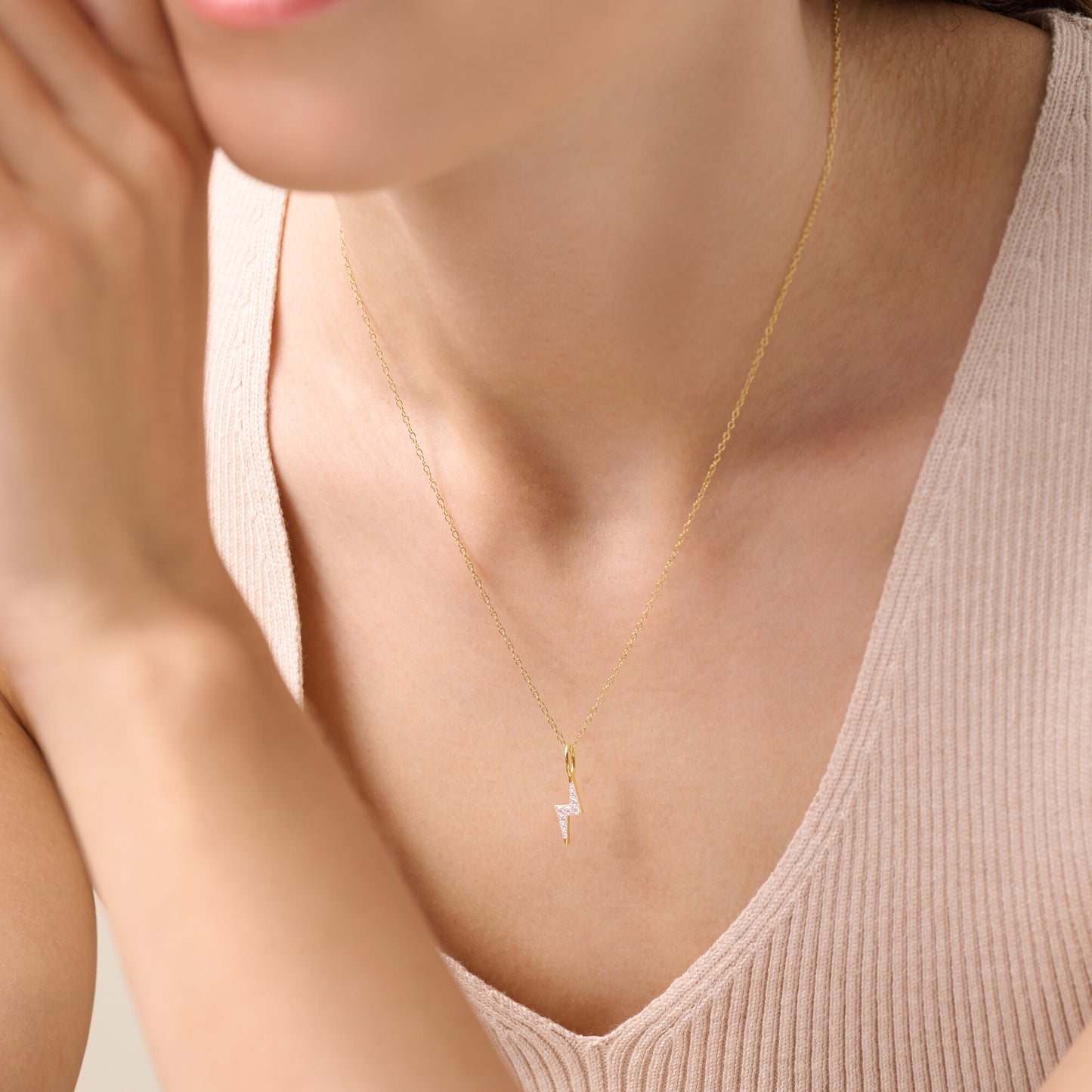 Lighting Pendant Necklace in 14k Yellow Gold Plated Sterling Silver