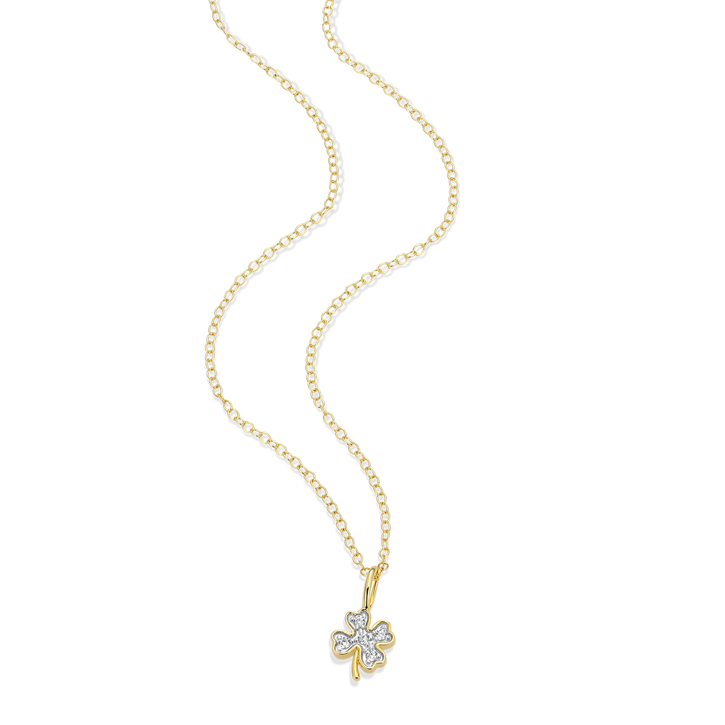 Lucky Clover Lab-Created Diamond Pendant Necklace in 14K Gold and Rhodium-Plated Sterling Silver | M by Monte Luna