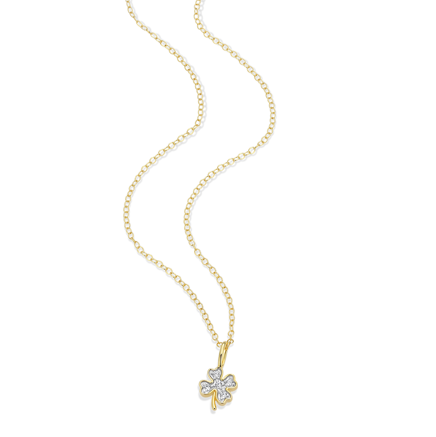 Lucky Clover Lab-Created Diamond Pendant Necklace in 14K Gold and Rhodium-Plated Sterling Silver | M by Monte Luna