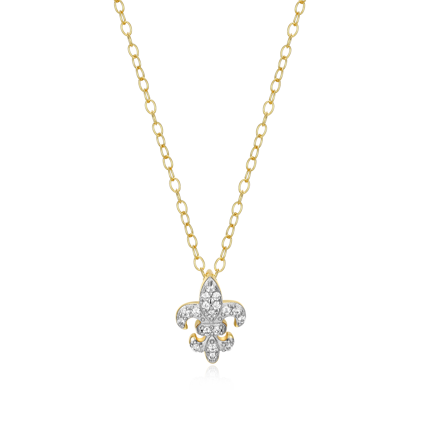 Fleur de Lis Lab-Created Diamond Pendant Necklace in 14K Gold and Rhodium-Plated Sterling Silver | M by Monte Luna