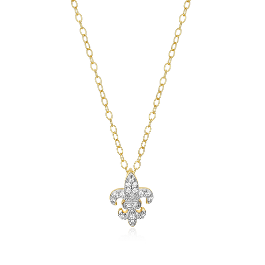 Fleur de Lis Lab-Created Diamond Pendant Necklace in 14K Gold and Rhodium-Plated Sterling Silver | M by Monte Luna