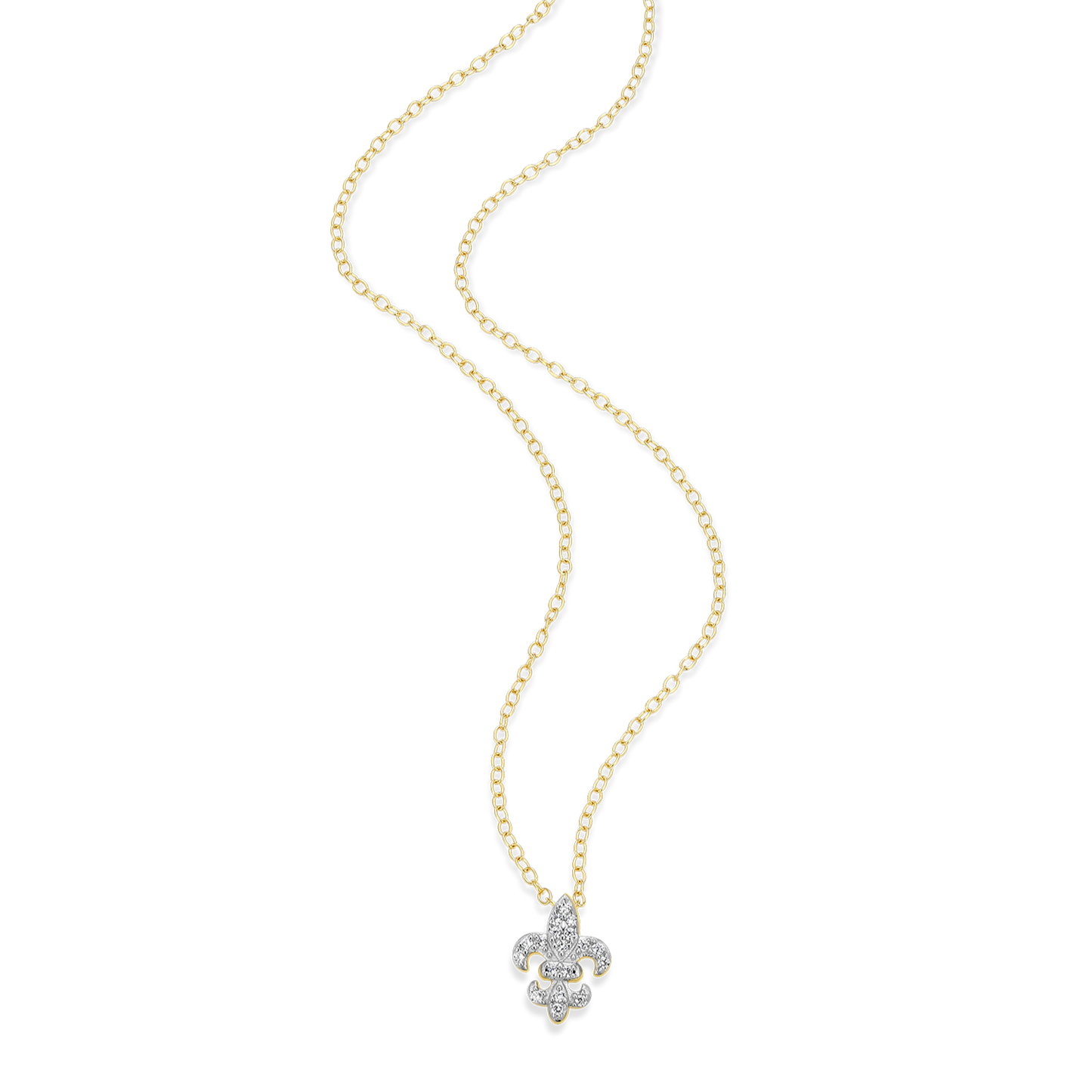 Fleur de Lis Lab-Created Diamond Pendant Necklace in 14K Gold and Rhodium-Plated Sterling Silver | M by Monte Luna