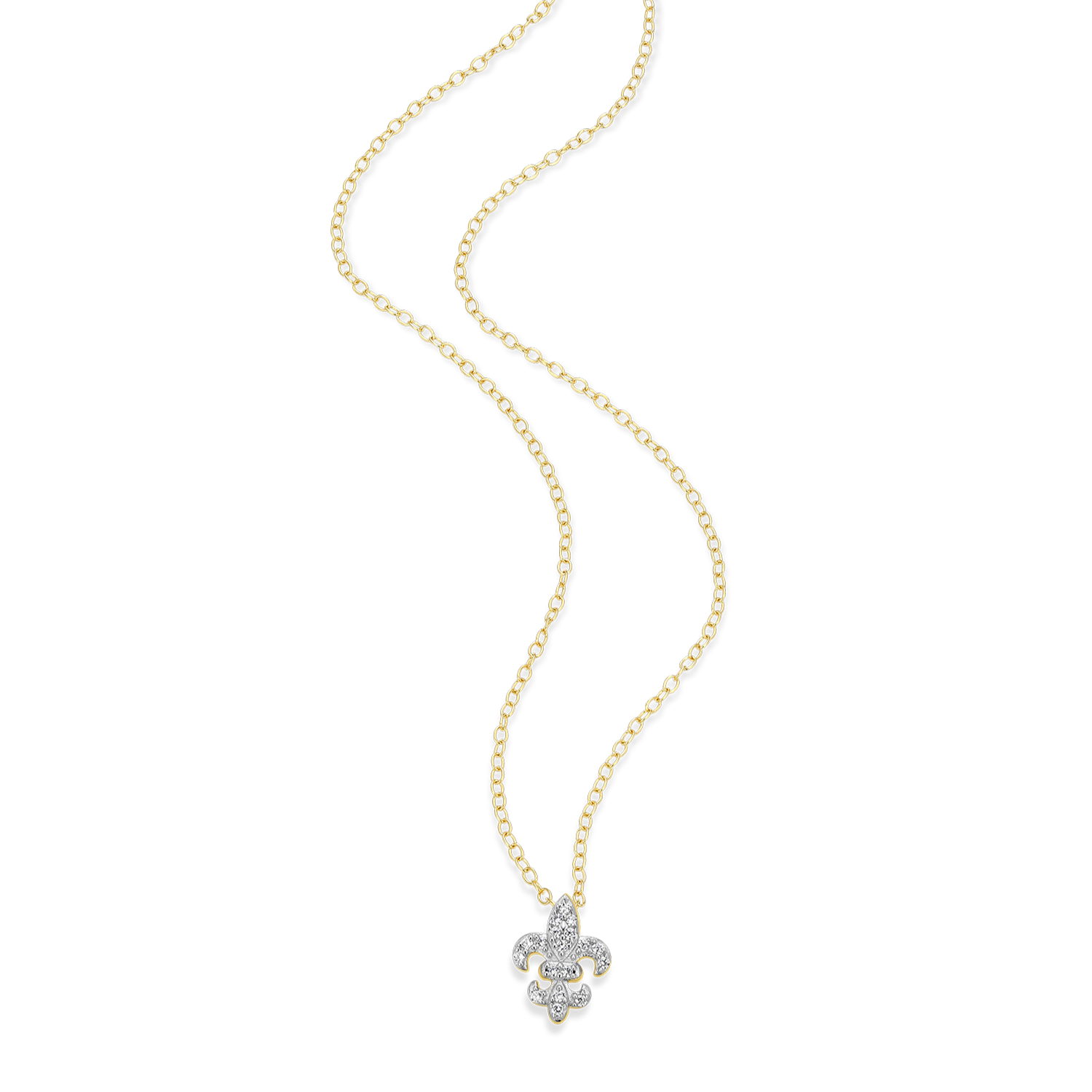 Fleur de Lis Lab-Created Diamond Pendant Necklace in 14K Gold and Rhodium-Plated Sterling Silver | M by Monte Luna