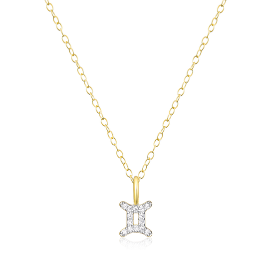 Gemini Pendant Necklace in 14K Yellow Gold Plated Sterling Silver