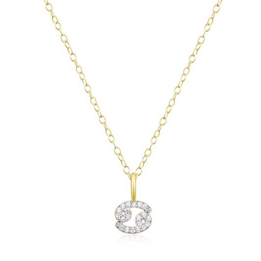 Cancer Pendant Necklace in 14K Yellow Gold Plated Sterling Silver