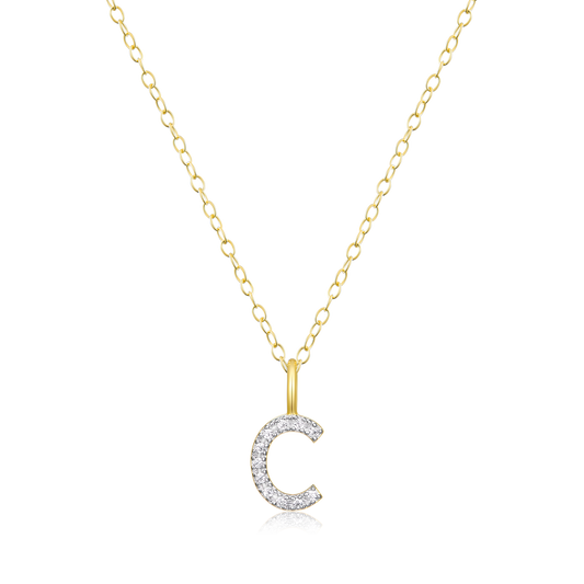 "C" Initial Pendant Necklace in 14K Yellow Gold Plated Sterling Silver