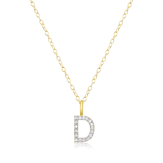 "D" Initial Pendant Necklace in 14K Yellow Gold Plated Sterling Silver