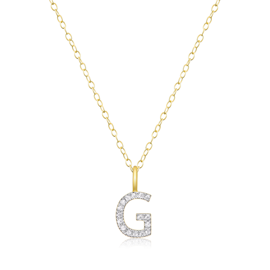 "G" Initial Pendant Necklace in 14K Yellow Gold Plated Sterling Silver | M by Monte Luna