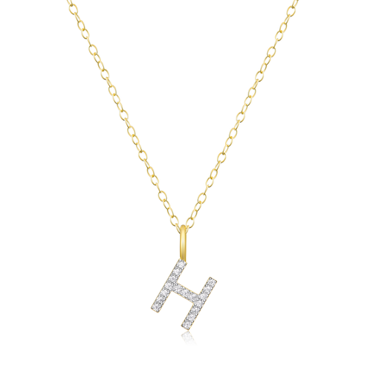 "H" Initial Pendant Necklace in 14K Yellow Gold Plated Sterling Silver