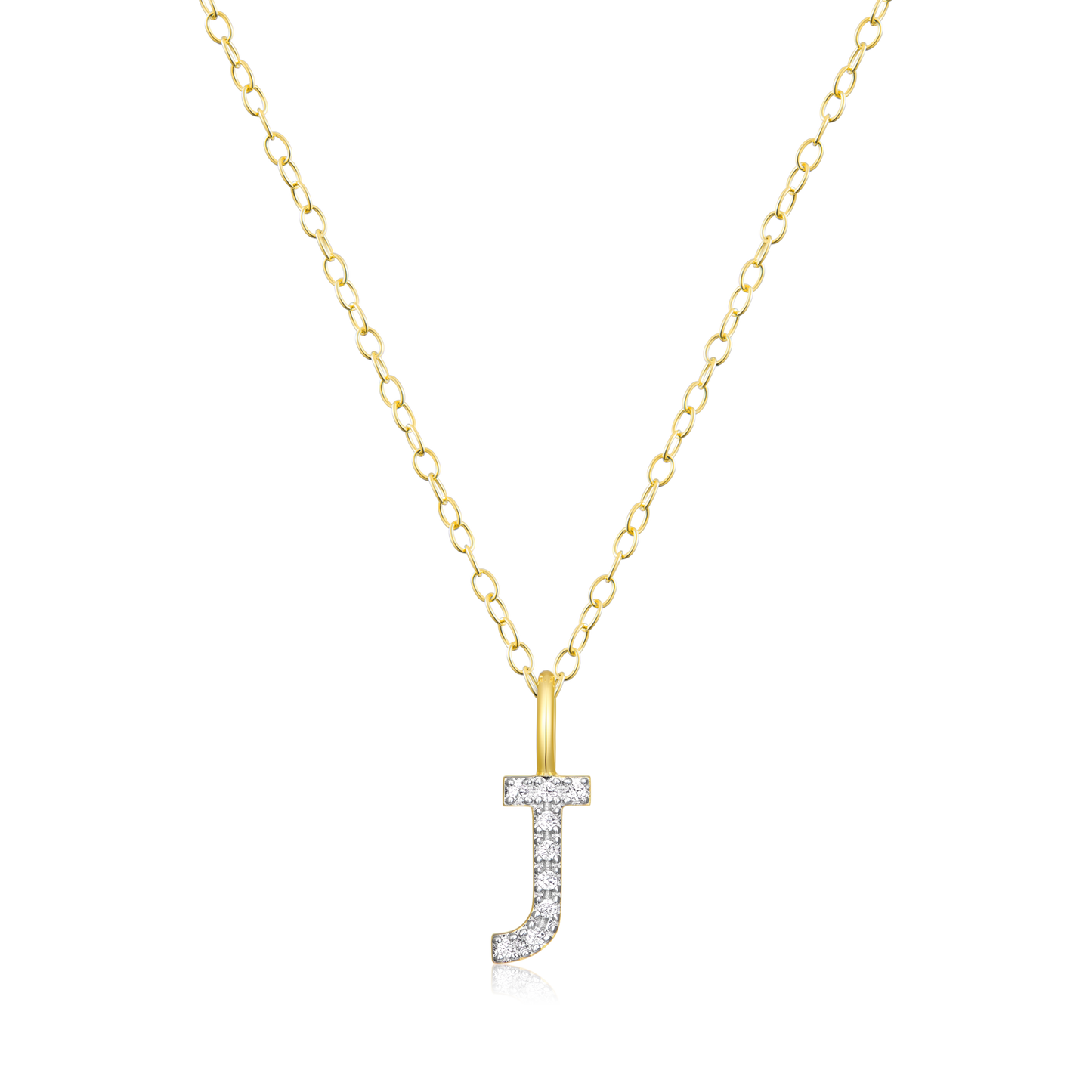 "J" Initial Pendant Necklace in 14K Yellow Gold Plated Sterling Silver