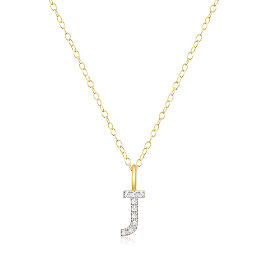 "J" Initial Pendant Necklace in 14K Yellow Gold Plated Sterling Silver