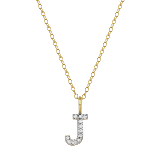 "J" Initial Pendant Necklace in 14K Yellow Gold-Plated Sterling Silver | M by Monte Luna