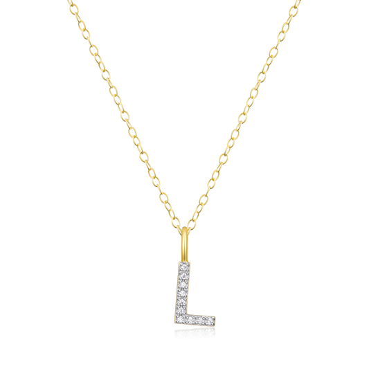 "L" Initial Pendant Necklace in 14K Yellow Gold Plated Sterling Silver