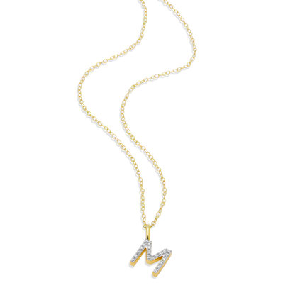 "M" Initial Pendant Necklace in 14K Yellow Gold Plated Sterling Silver | M by Monte Luna