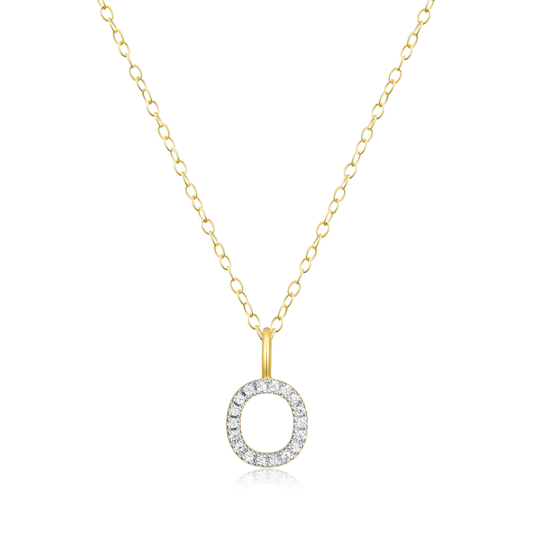 "O" Initial Pendant Necklace in 14K Yellow Gold Plated Sterling Silver