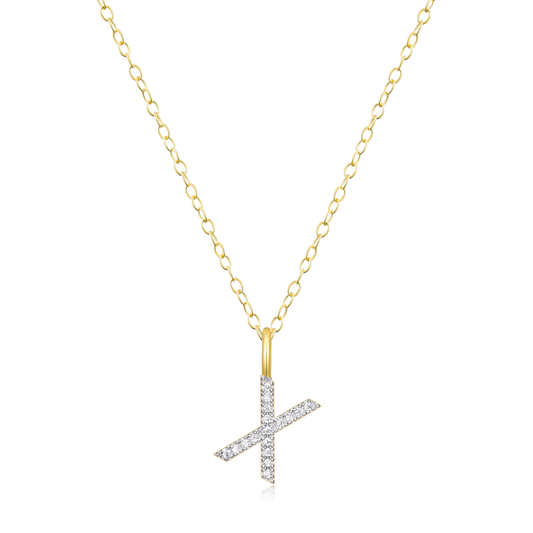 "X" Initial Pendant Necklace in 14K Yellow Gold Plated Sterling Silver