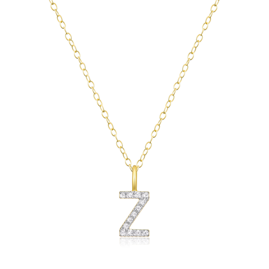 "Z" Initial Pendant Necklace in 14K Yellow Gold Plated Sterling Silver