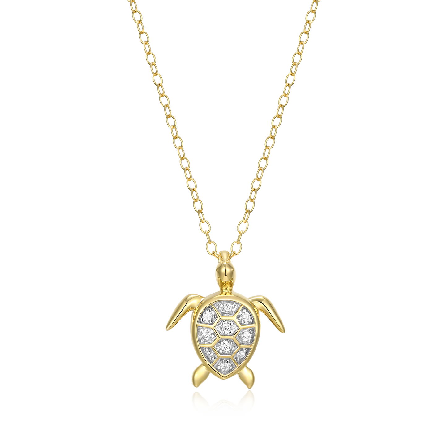 Sea Turtle Lab-Created Diamond Pendant Necklace in 14K Gold and Rhodium-Plated Sterling Silver | M by Monte Luna