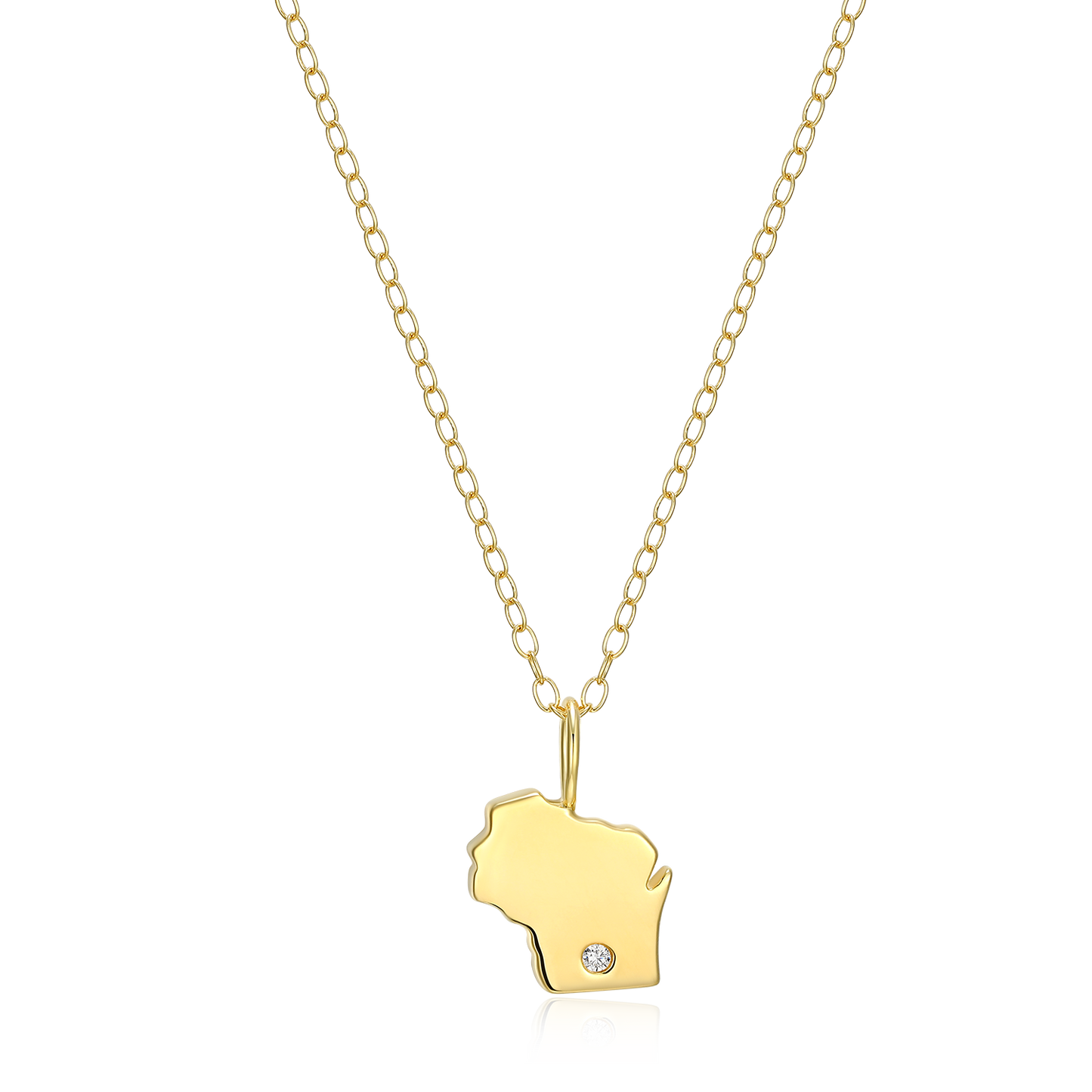 Wisconsin State Lab-Created Diamond Pendant Necklace in 14K Gold-Plated Sterling Silver | M by Monte Luna