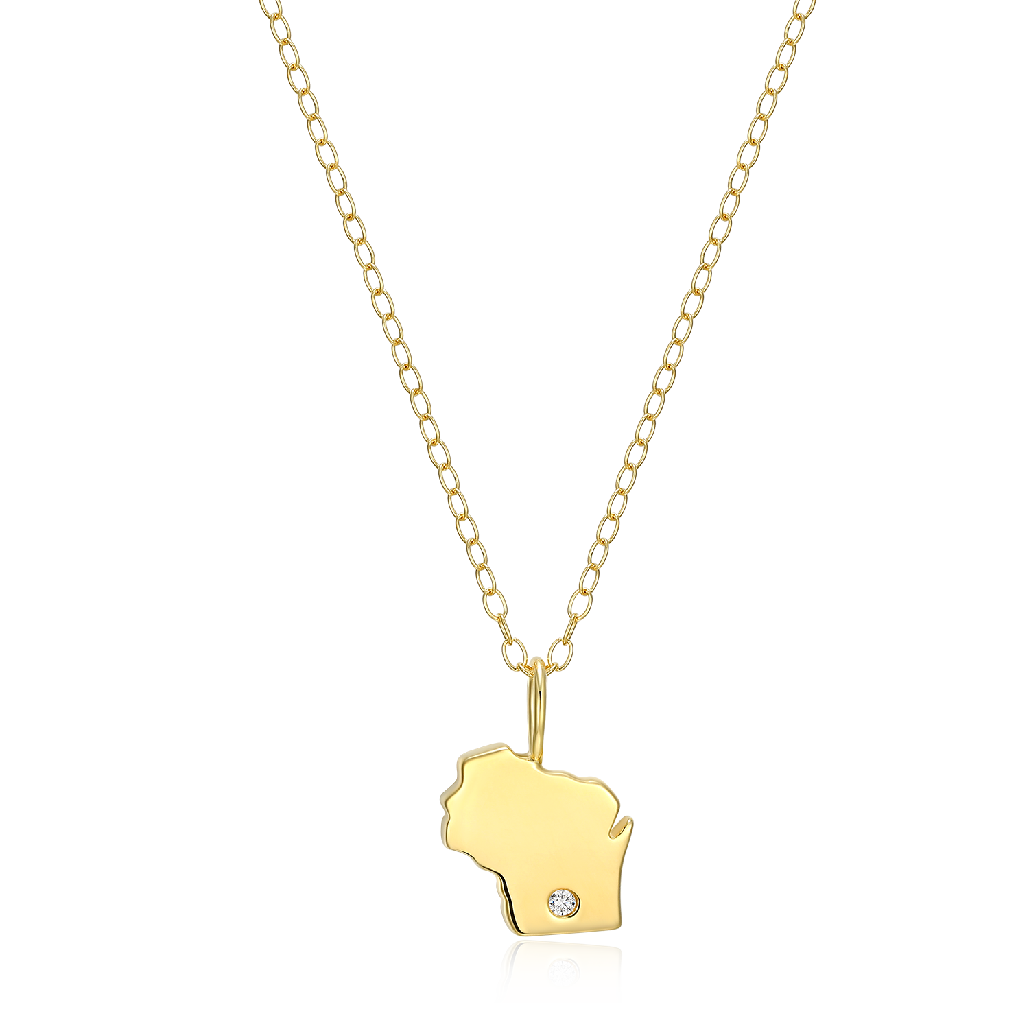 Wisconsin State Lab-Created Diamond Pendant Necklace in 14K Gold-Plated Sterling Silver | M by Monte Luna