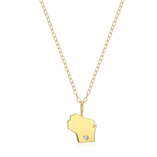 Wisconsin State Lab-Created Diamond Pendant Necklace in 14K Gold-Plated Sterling Silver | M by Monte Luna