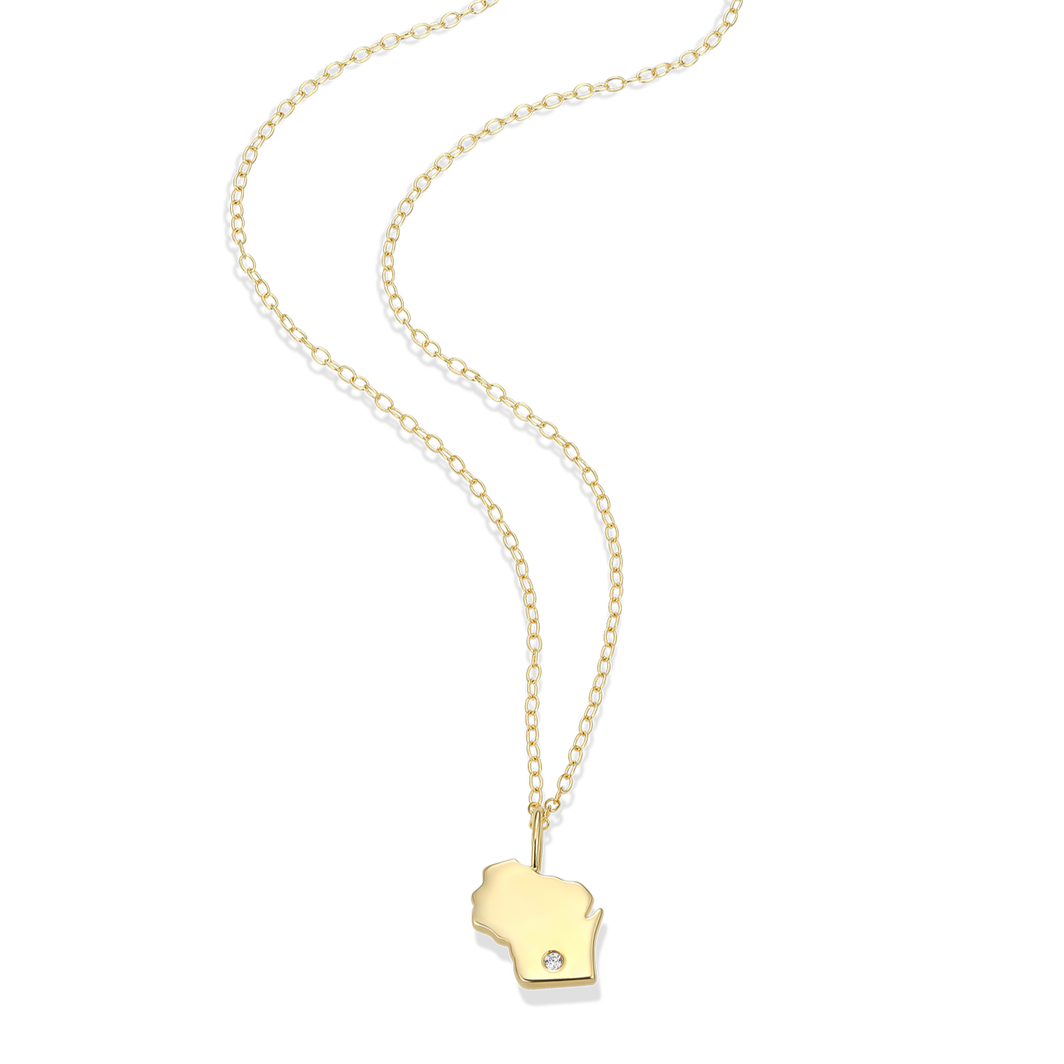 Wisconsin State Lab-Created Diamond Pendant Necklace in 14K Gold-Plated Sterling Silver | M by Monte Luna