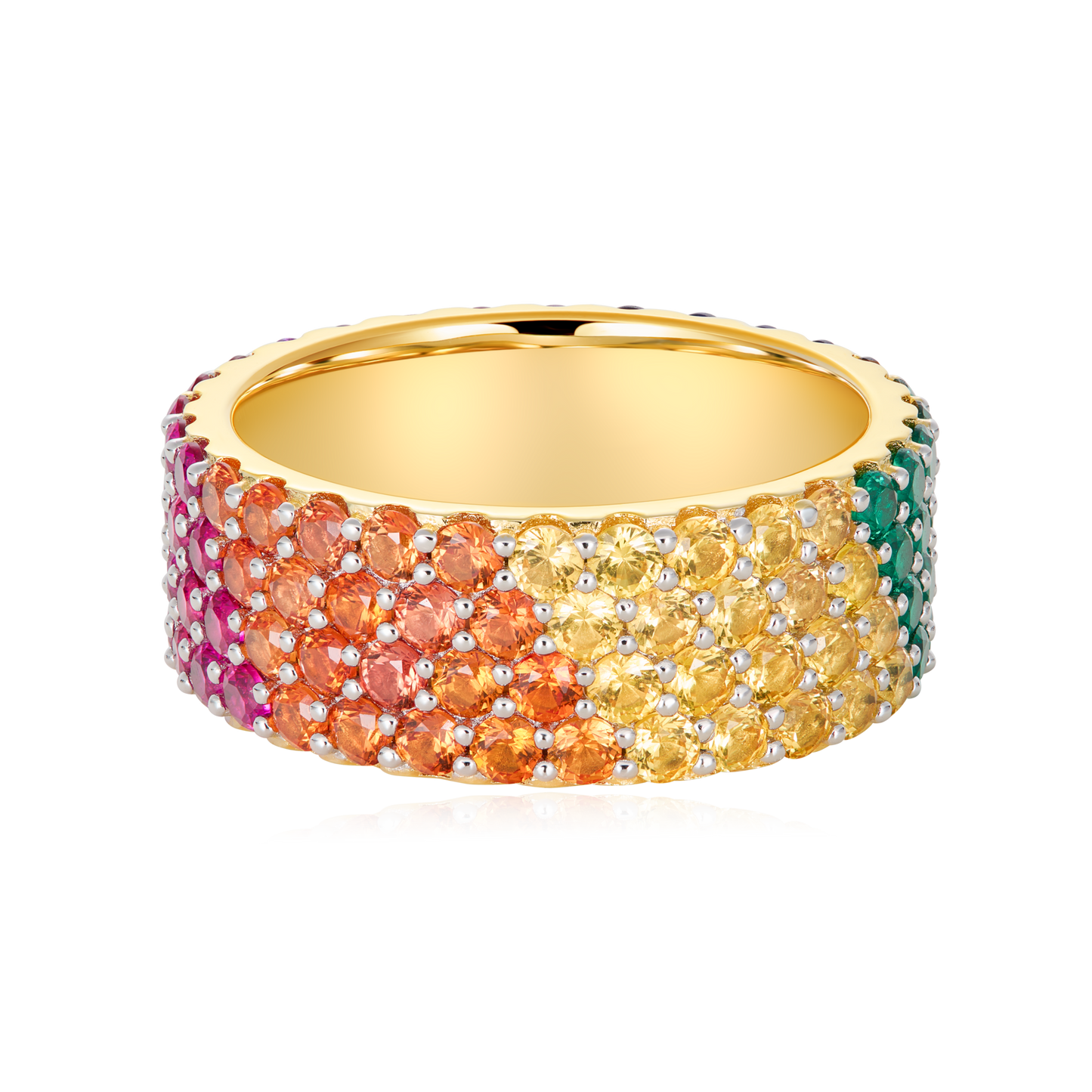 Multi-Stone Eternity Ring in 14k Yellow Gold Plated Sterling Silver