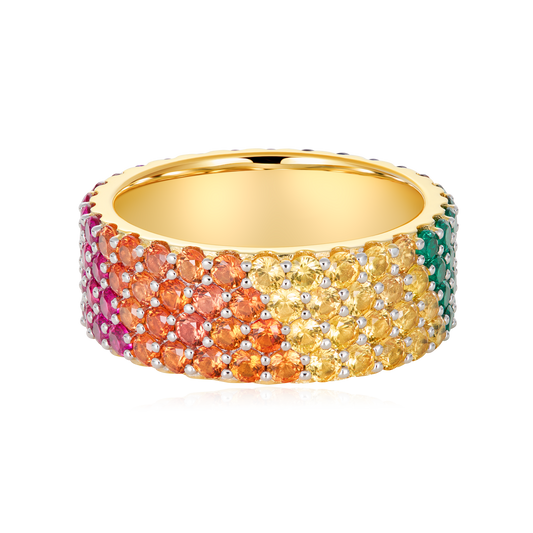 Multi-Stone Eternity Ring in 14k Yellow Gold Plated Sterling Silver